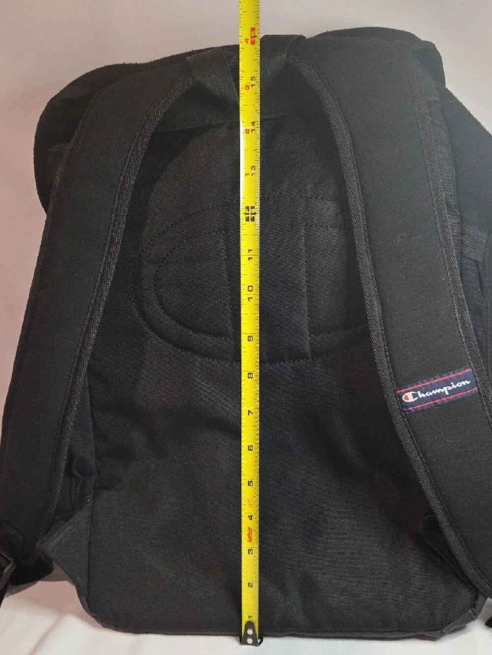 Champion Black Backpack with Red & White Logo Accent